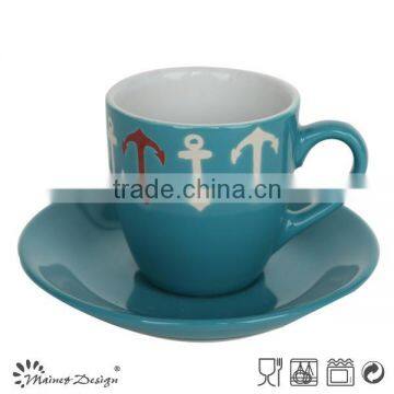 Traditional European Style Tea Sets/Colored Bulk Ceramic Porcelain Tea Coffee Cup And Saucer photo-4