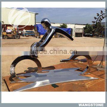 Stainless Steel Man Garden Bicycle Sculpture photo-3