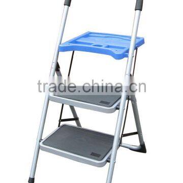 2 steps folding step ladder with safety rail