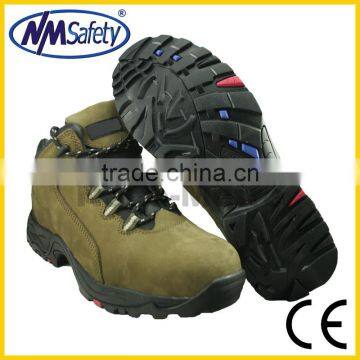 NMSAFETY rubber cement sole working shoes with steel toe cap nubuck leather high quality