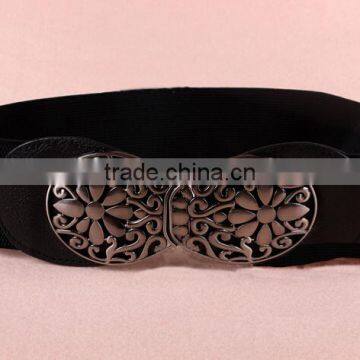 Wholesale Antique Flower Pattern Alloy Buckle Elastic Sex Women Lady Waist Belt photo-2