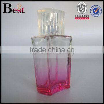 Cosmetic Perfume Flat Shoulder 30ml Square Glass Bottle Gradual Pink Silver Aluminum Pump Sprayer Bottle Glass China Suppliers photo-2