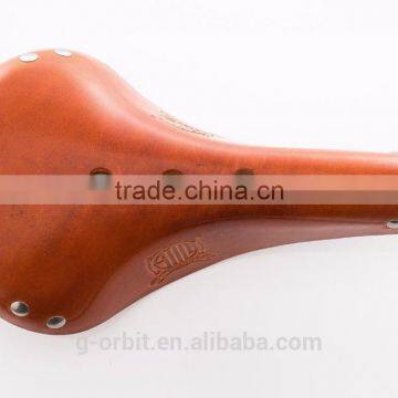 High Quality Cow Leather Bicycle Bike Saddle photo-3