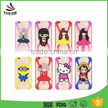 New design fashion shockproof Elastic Universal Silicone Phone Holder 3D Cartoon Soft Silicone phone case