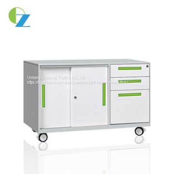 Sliding Door 3 Drawers Steel Mobile Caddy, Storage office mobile cabinet, small pedestal filing cabinet