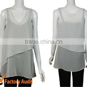 2013 latest design for sleeveless chiffon top