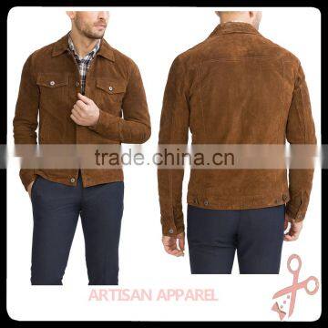 wholesale khaki Peccary casual coats with lapel collar Front patch pockets jackets with Button fastening Fitted men's jackets