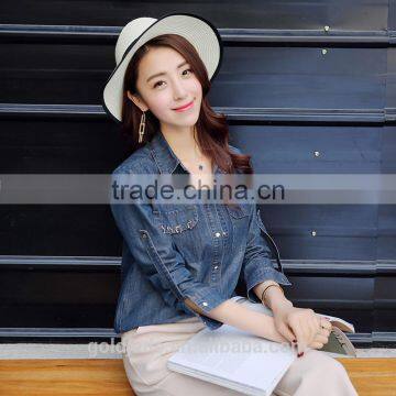 Wholesale Newest Model Tops Western Style Denim Shirt For Women photo-3