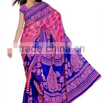 Flower Printed Saree With Blouse Piece in Maching in saree