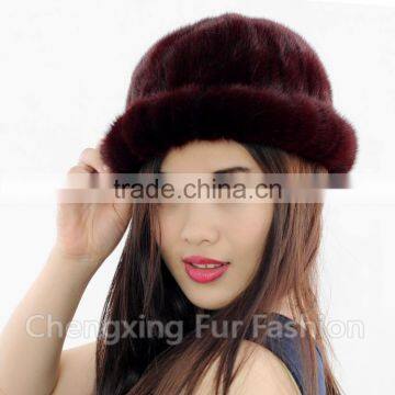 CX-C-197C Latest Winter Fashion Wholesale Real Mink Girls Fur Bucket Hat