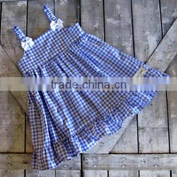 2017 New Style Baby Clothes Cheap Wholesale Red and Blue Children's Boutique Summer Baby Girl's Plaid Dress photo-5