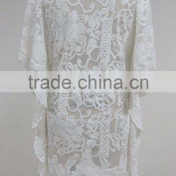 Latest Fashion Western Ladies Mesh Embroidery Beach Cover Casual Kaftan photo-4