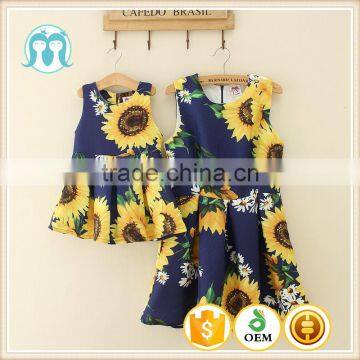 2017 new model family set clothes mom and daughter dresses cool fresh flower girls dress