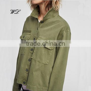 2017 Wholesale woman green shirt custom shirts fashion blouse