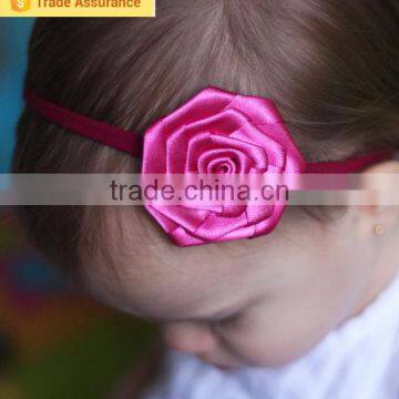 Pure Color Braid Elastic Headband Baby Girls Flower Shape Hairband Newborn Infant Shiny Beads Hair Accessories