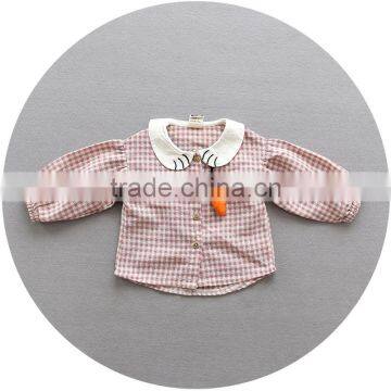 S17735A Autumn Spring Baby Girls Checked Ruched Collar Blouses photo-6