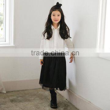 S17591A Girls Blouse Children Clothing White Cotton Child Shirt photo-3