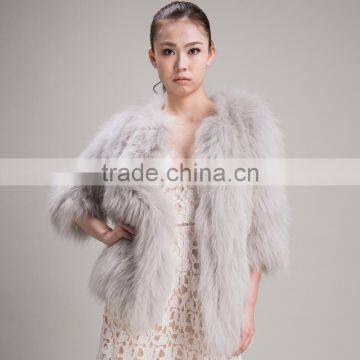 Myfur New Fashion Solid Color Luxury Knitted Raccoon Fur Coat for women