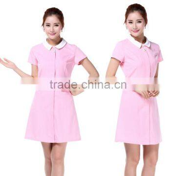 Juqian 2016 Pink Nice Fashionable Short Sleeve Hospital Female Staff Nurse Uniform Designs photo-3