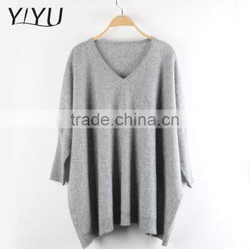 Popular women knit V Neck Bat sleeve 100% Cashmere pullover Sweater