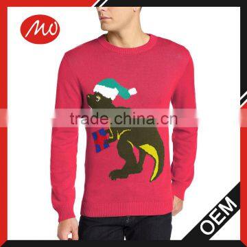 boys custom ugly kangaroo print long sleeve christmas sweaters for wholesale