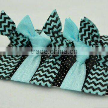 Chevron Print Elastic Fold Over Hair Tie