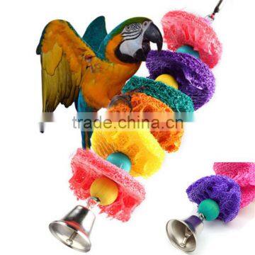 Newest Colorful Loofah Sponge Pet Bird Parrot Cage Macaw Cockatoo Cockatiel Conure Handmade Toy Plant Fibre Parrot Chew Toy photo-6