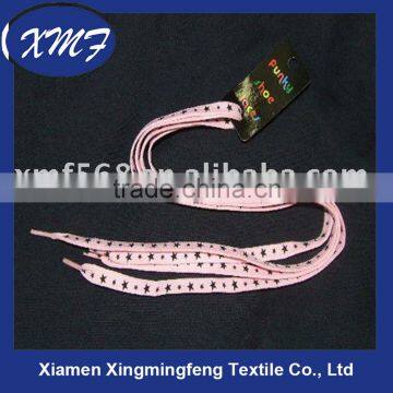 fashion pink and black shoelaces for ladies shoes
