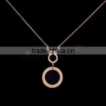 New Fashion Donut shape gold rose gold plated with roman number stainless steel pendant necklace