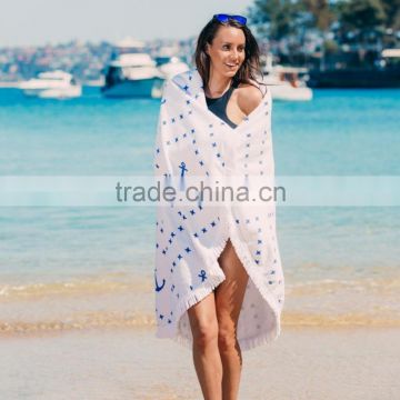 Custom design 100cotton velour digital printing with tassel OEM round beach luxury towel