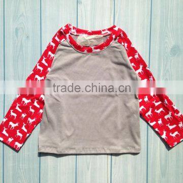 Christmas clothing long sleeve kids tshirts reindeer raglan shirts hot boys t shirt