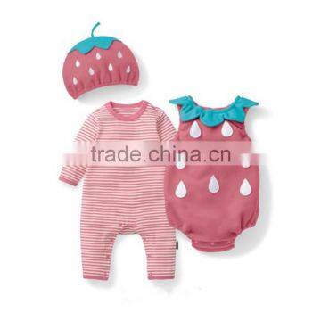 unisex cute fruit romper set 3pcs long sleeve autumn winter baby romper