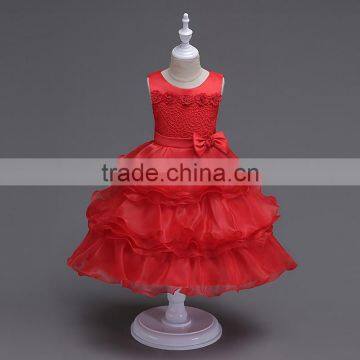 High end multilayer cake design children birthday party evening dresses gilr princess dress