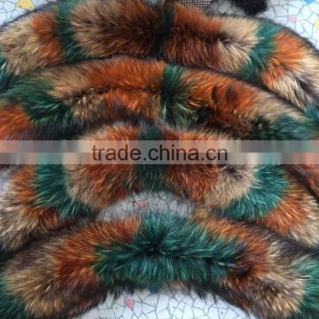 YR371B Fancy Color Genuine Raccoon Fur Detachable Big Collar