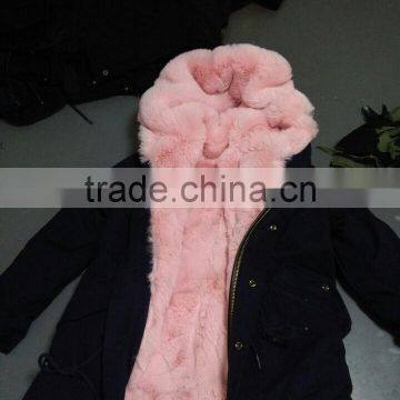 2017 Navy Kids Fur Parka For Girls Winter Wear, Short Mini Fur Down Jacket Wholesale photo-4