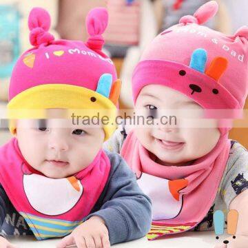 2pcs/lot double ears lovely rabbit newborn baby hat caps