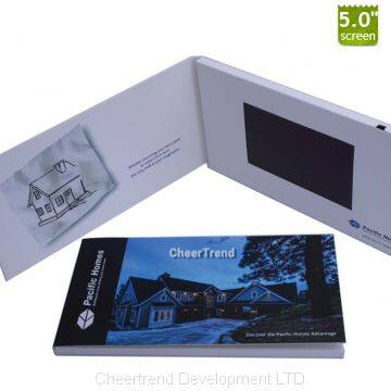 5 inch LCD screen customized OEM digital video greeting card and video advertising brochure