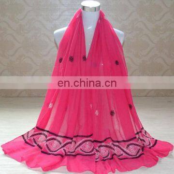 11 Colors Women 3D Embroidered Floral Geometry Cotton Shawl Scarf For Women