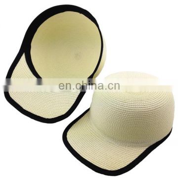 Fashion Camp beige straw flat bill hats fitted straw cap with binding for summer