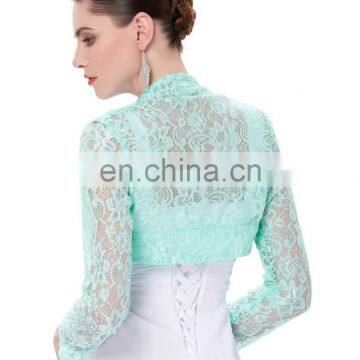 Belle Poque Womens Long Sleeve Cropped Black Lace Shrug Bolero BP000339-1 photo-3