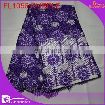 free shipping 2015 African Cupion Guipure Lace Fabric Embroidered