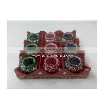 terracotta clay lamp set