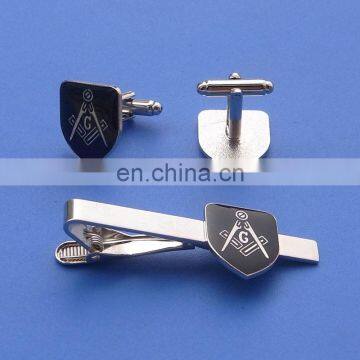 enamel masonic logo metal cuff link and tie clip