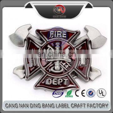 Low MOQ OEM Items High Quality Special Fire Alarm Theme Enamel Type Custom Fashion Zinc Alloy Firemen Belt Buckle