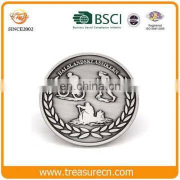 Wholesale metal coin custom logo double sides antique challenge coin with gold plated