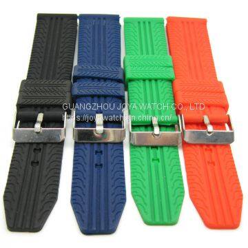 18 20 22 24mm Textured Stitch Silicone Rubber Watch Band Strap photo-3
