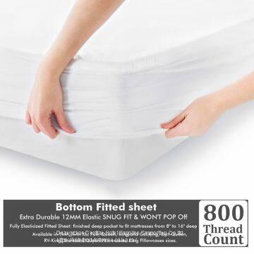 100% Cotton Sheets - Real 800 Thread Count Full 4 Piece Bed Sheet Set - Soft & Smooth Hotel Luxury 4pc Sheet Set Solid 15 Inches Deep Pocket (Full, White)