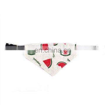 Pet triangle towel pet collar double cotton and hemp fruit printing pet dog collar