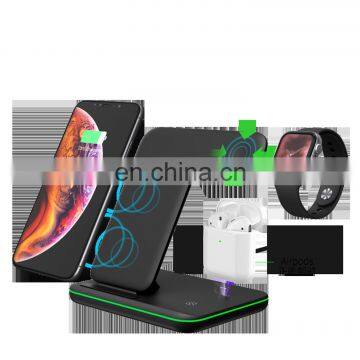 2020 New Arrivals 10W qi Fast Charger Wireless 3 in 1 Wireless Charger For Mobile Phones Smart Watch photo-2