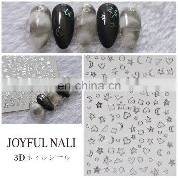 JOYFUL 317-318 Moon And Star Nail Stickers Gilding Nail Decals Japanese Strap Glue Nail Stickers photo-4